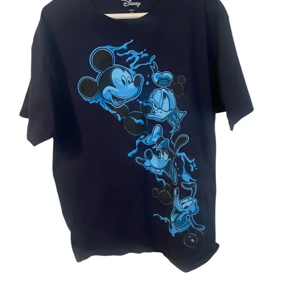 Disney Blue T-Shirt with Blue Graphic Mickey Donald goofy Sz large - Picture 2 of 6